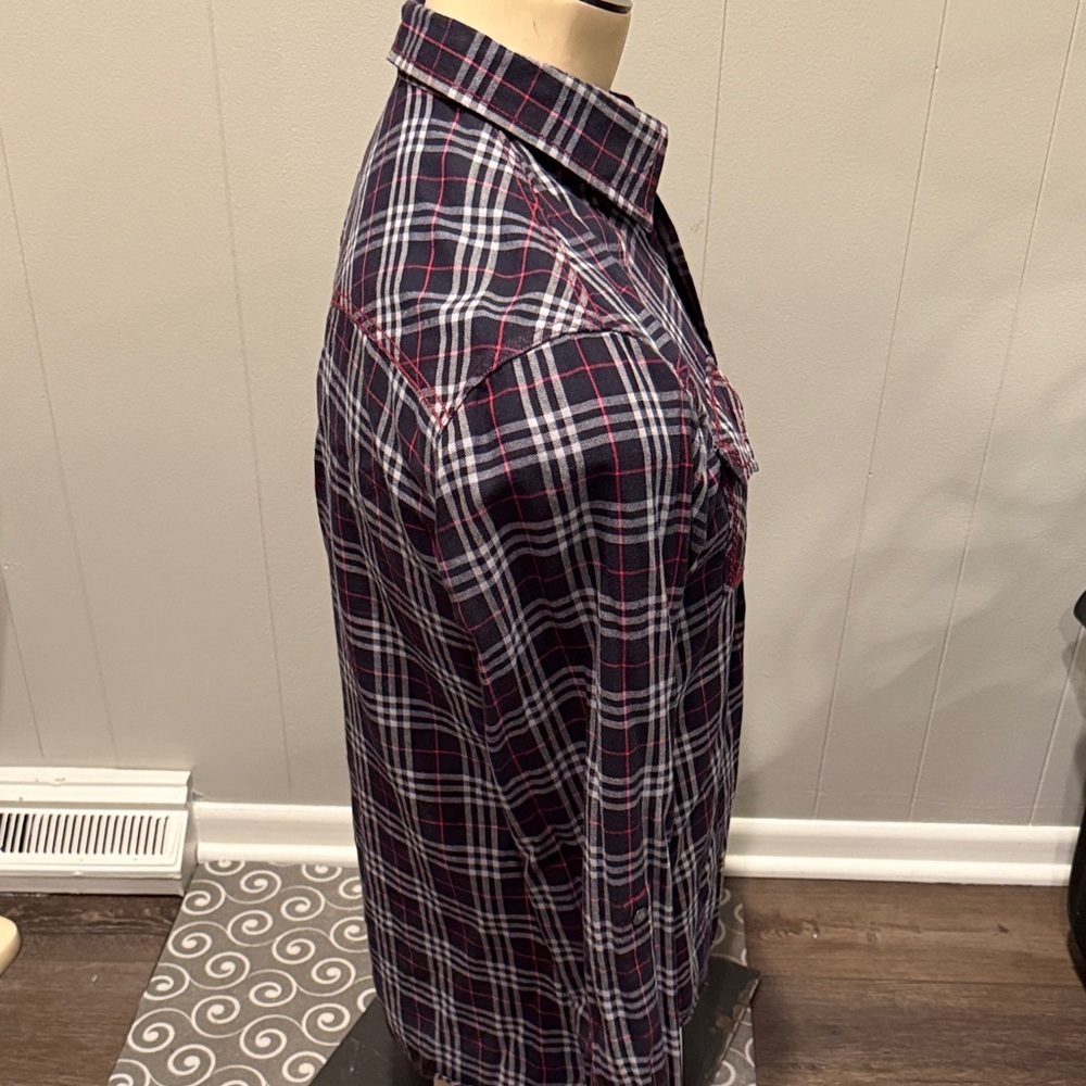 E 191 Unlimited Men's Plaid Button Down Shirt - Navy, Red, and White Business - Picture 4 of 7
